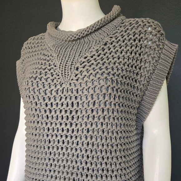 Brunello Cucinelli Open-knit Sweater Vest & Under shirt - Dark Grey XL